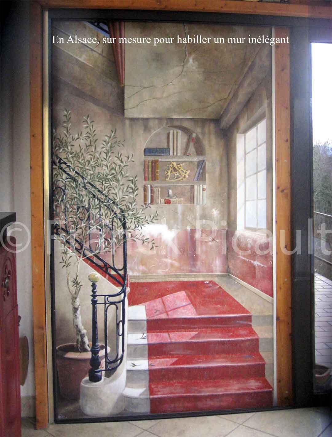 Escalier, peinture sur toile