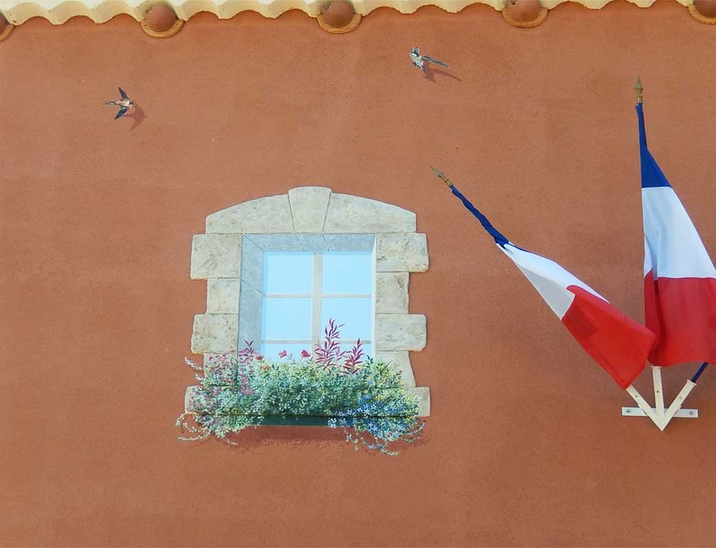 Peinture mairie Ste Anastasie Liberté guidant le peuple fenetres