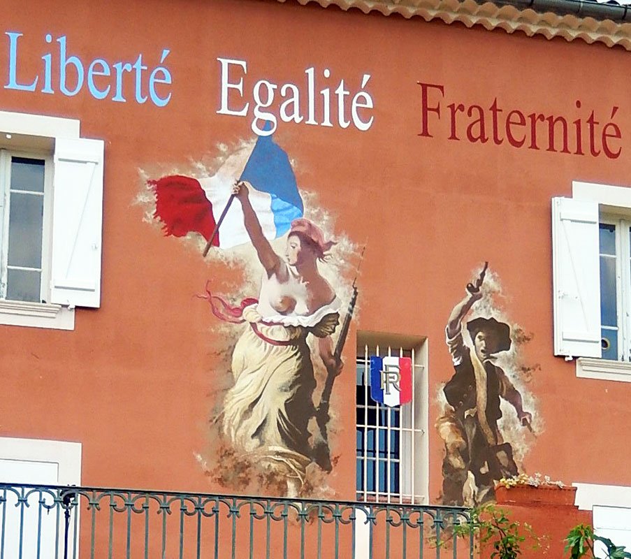 Peinture mairie Ste Anastasie Liberté guidant le peuple