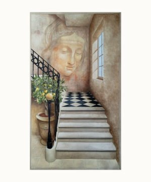Peinture en trompe-l'œil d'un escalier inspirée de Léonard de Vinci – Franck Picault