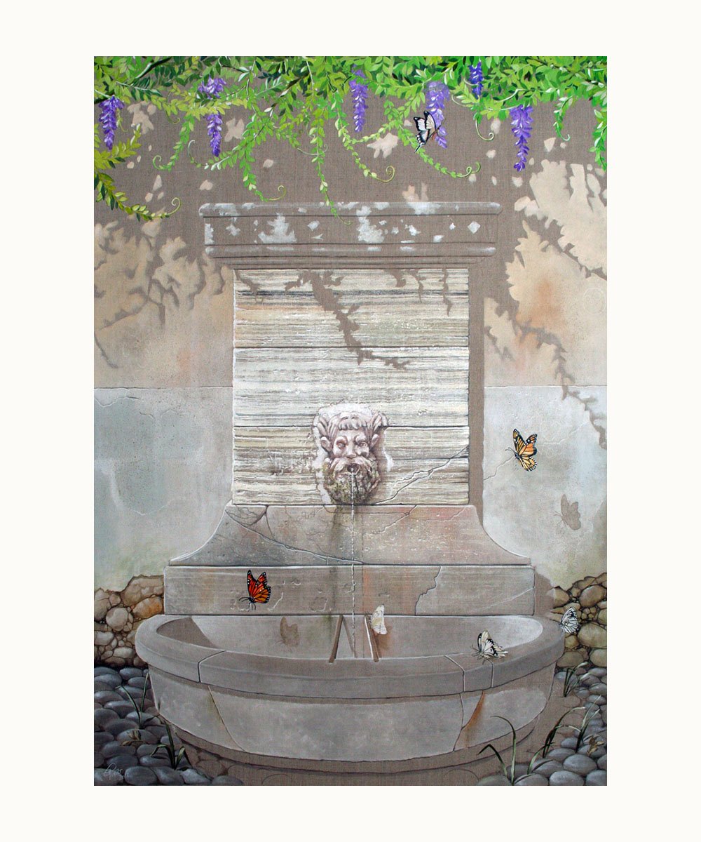 Peinture d'une fontaine de la place Brancas Pernes-les-Fontaines – Franck Picault