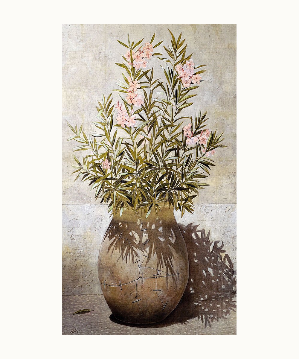 Peinture Laurier-rose I dans une jarre en terre cuite – Franck Picault