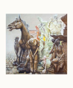 Matin de brouillard aux Puces de Saint-Ouen – peinture de Franck Picault