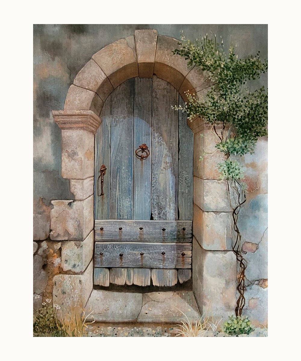 Peinture porte bleue au jasmin - Franck PICAULT